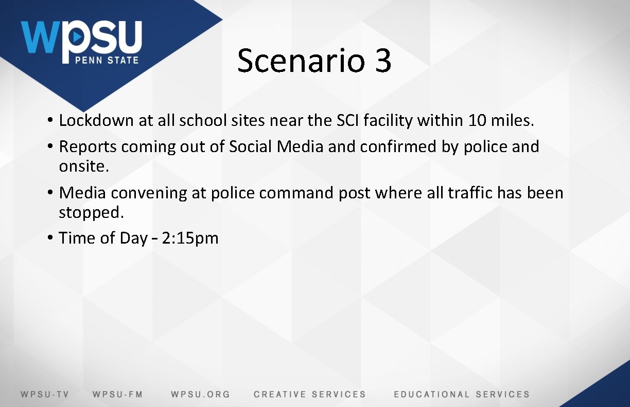 Scenario 3 • Lockdown at all school sites near the SCI facility within 10