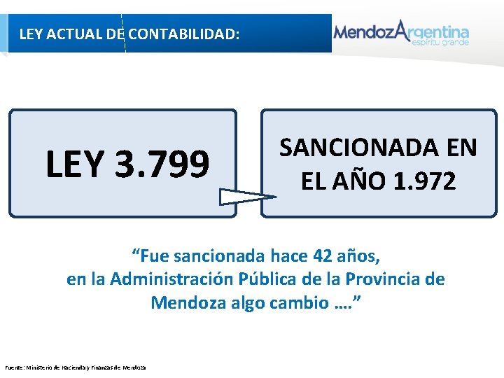 LEY ACTUAL DE CONTABILIDAD: LEY 3. 799 SANCIONADA EN EL AÑO 1. 972 LEY ACTUAL DE CONTABILIDAD: LEY 3. 799 SANCIONADA EN EL AÑO 1. 972