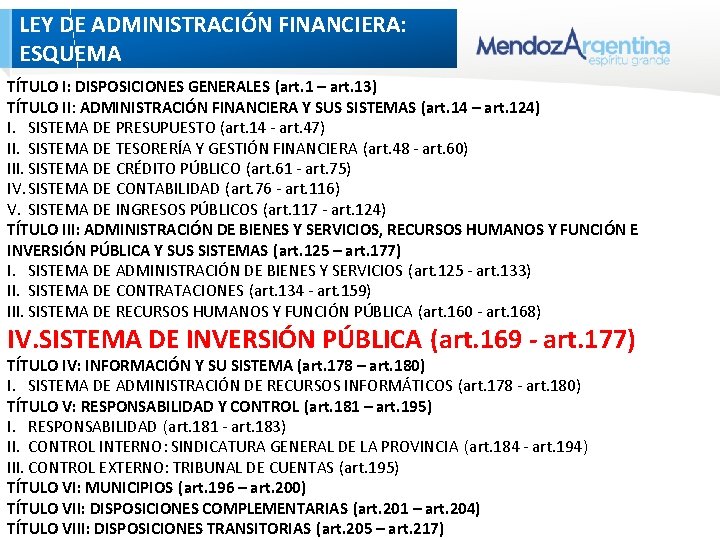 LEY DE ADMINISTRACIÓN FINANCIERA: ESQUEMA TÍTULO I: DISPOSICIONES GENERALES (art. 1 – art. 13) LEY DE ADMINISTRACIÓN FINANCIERA: ESQUEMA TÍTULO I: DISPOSICIONES GENERALES (art. 1 – art. 13)