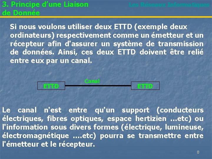 3. Principe d’une Liaison de Donnée Les Réseaux Informatiques Si nous voulons utiliser deux