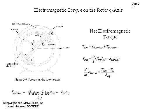 Electromagnetic Torque on the Rotor q-Axis Net Electromagnetic Torque ©Copyright Ned Mohan 2005, by Electromagnetic Torque on the Rotor q-Axis Net Electromagnetic Torque ©Copyright Ned Mohan 2005, by