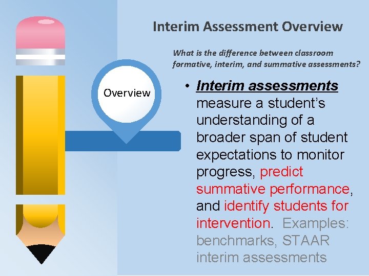 Interim Assessment Overview What is the difference between classroom formative, interim, and summative assessments?