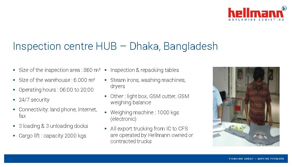 Inspection centre HUB – Dhaka, Bangladesh § Size of the inspection area : 860