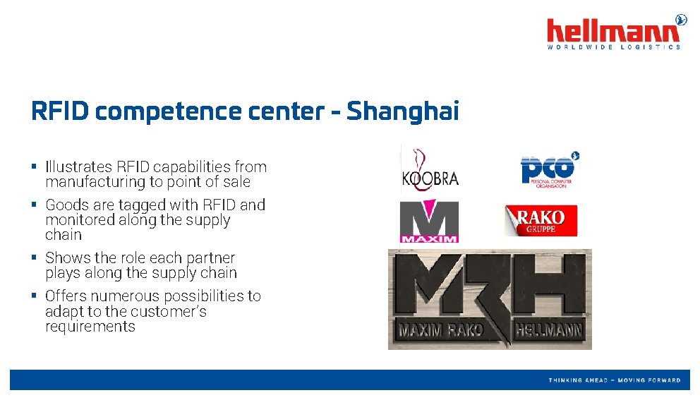 RFID competence center - Shanghai § Illustrates RFID capabilities from manufacturing to point of