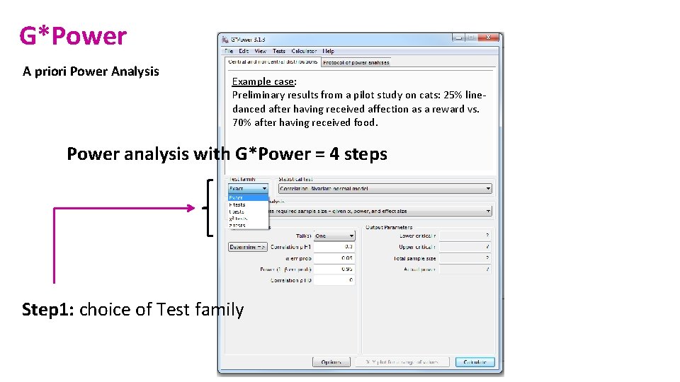 G*Power A priori Power Analysis Example case: Preliminary results from a pilot study on