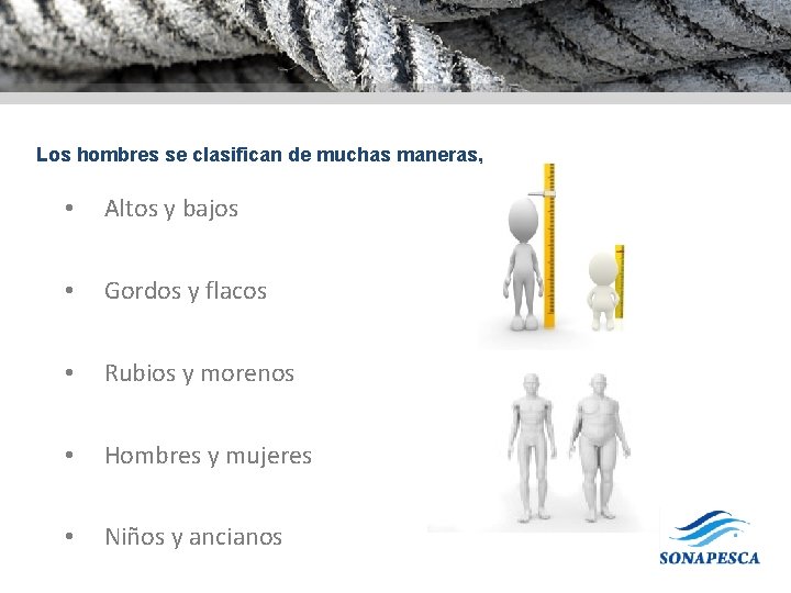 Los hombres se clasifican de muchas maneras, • Altos y bajos • Gordos y Los hombres se clasifican de muchas maneras, • Altos y bajos • Gordos y