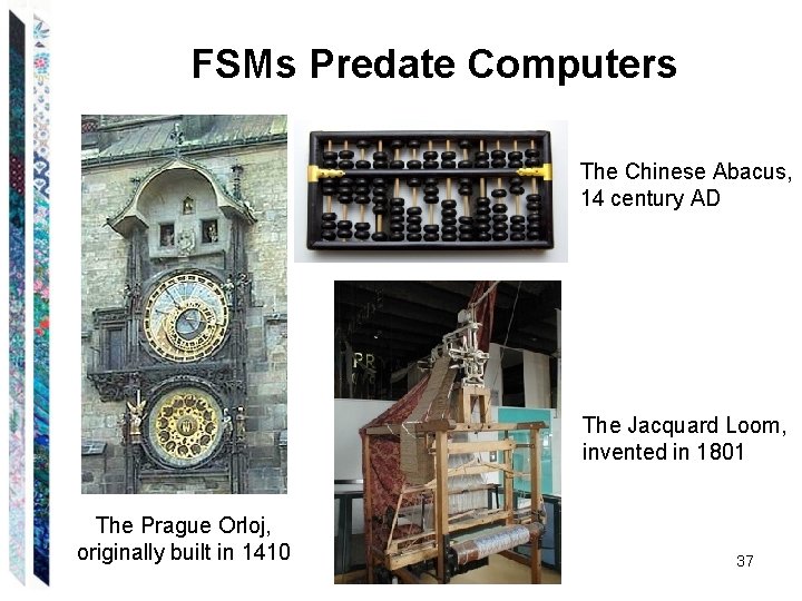 FSMs Predate Computers The Chinese Abacus, 14 century AD The Jacquard Loom, invented in