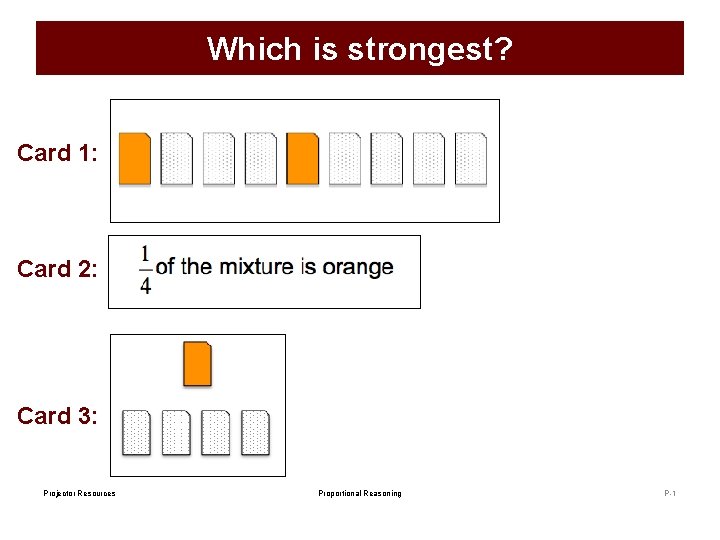 Which is strongest? Card 1: Card 2: Card 3: Projector Resources Proportional Reasoning P-1