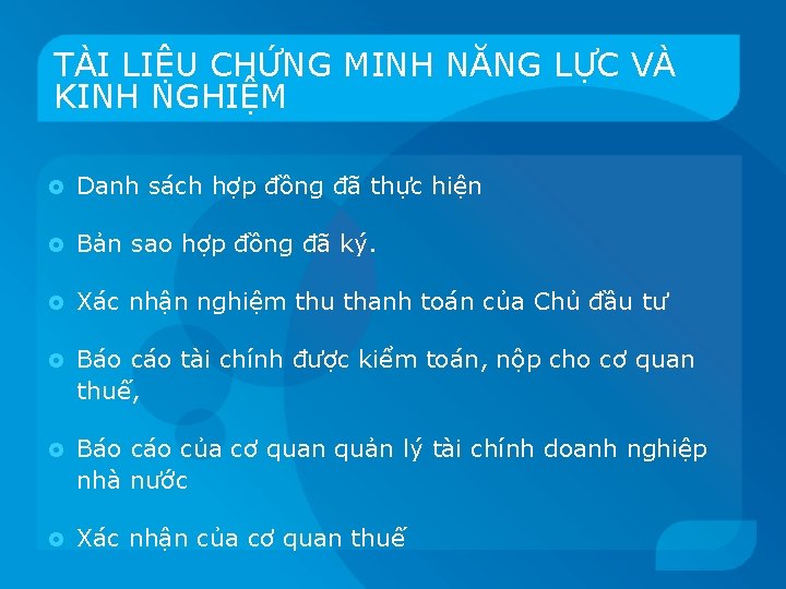 TÀI LIỆU CHỨNG MINH NĂNG LỰC VÀ KINH NGHIỆM Danh sách hợp đồng đã