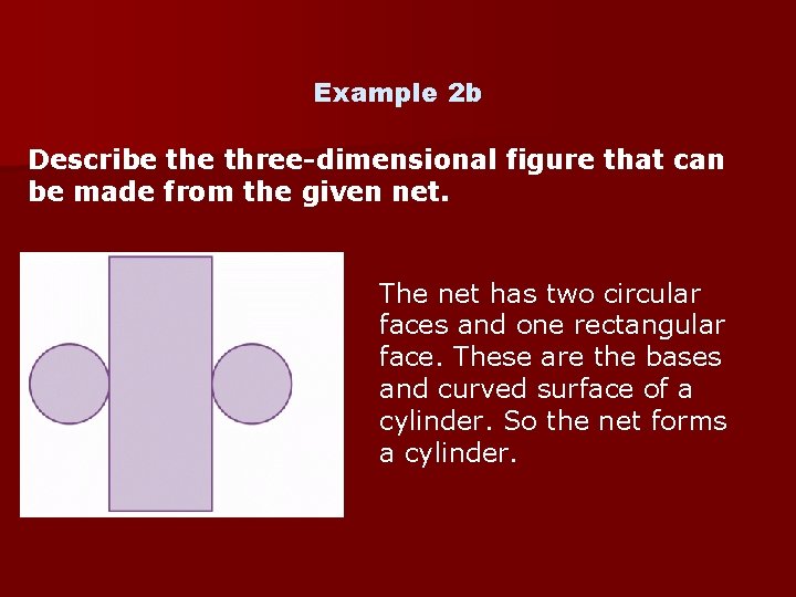 Example 2 b Describe three-dimensional figure that can be made from the given net.