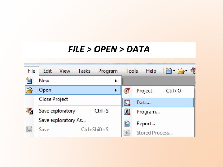 FILE > OPEN > DATA FILE > OPEN > DATA