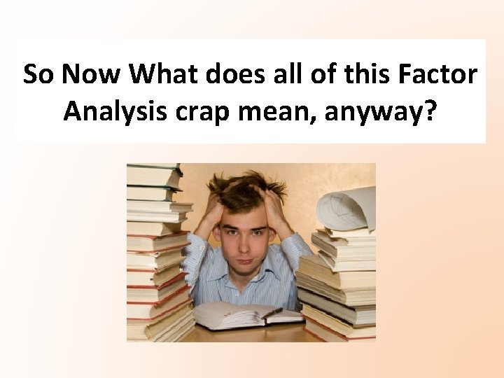 So Now What does all of this Factor Analysis crap mean, anyway? So Now What does all of this Factor Analysis crap mean, anyway?