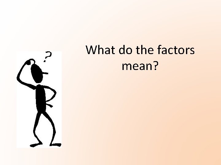 What do the factors mean? What do the factors mean?