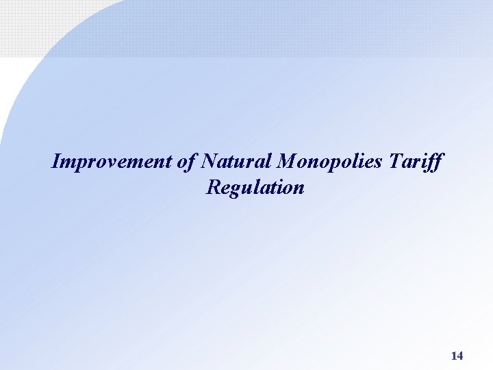 Improvement of Natural Monopolies Tariff Regulation 14 