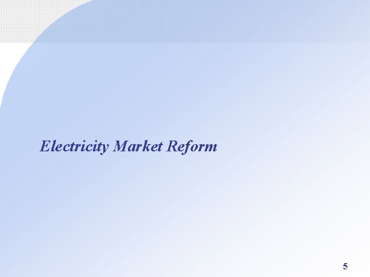 Electricity Market Reform 5 