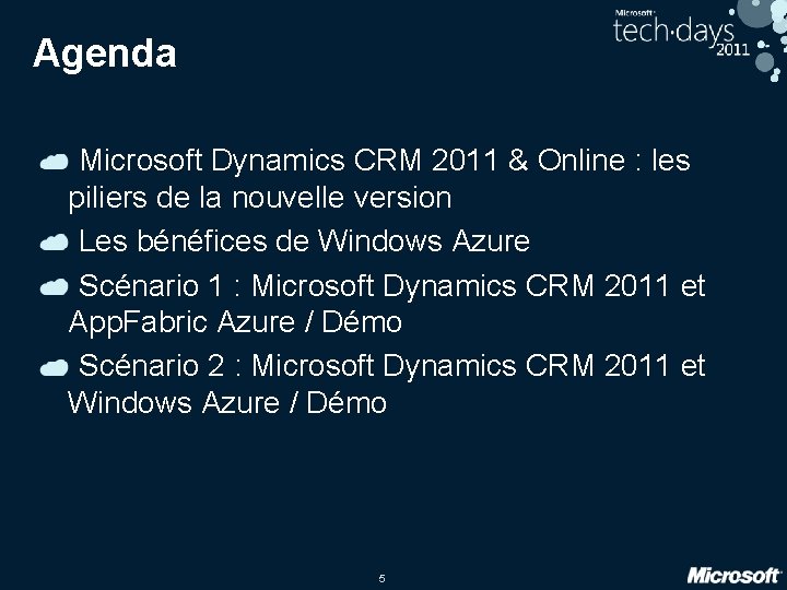 Agenda Microsoft Dynamics CRM 2011 & Online : les piliers de la nouvelle version