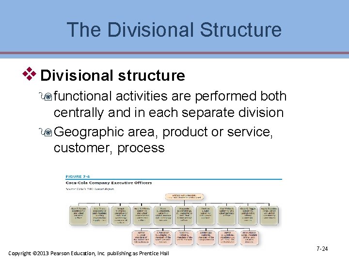 The Divisional Structure v Divisional structure 9 functional activities are performed both centrally and