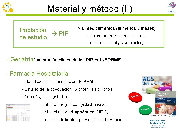 Material y método (II) Población PIP de estudio > 6 medicamentos (al menos 3