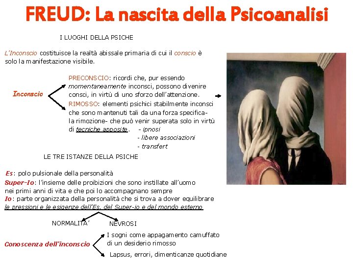 FREUD: La nascita della Psicoanalisi I LUOGHI DELLA PSICHE L’Inconscio costituisce la realtà abissale