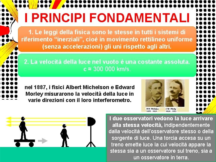 I PRINCIPI FONDAMENTALI 1. Le leggi della fisica sono le stesse in tutti i