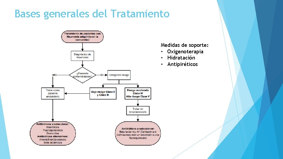 Bases generales del Tratamiento Medidas de soporte: • Oxigenoterapia • Hidratación • Antipiréticos 