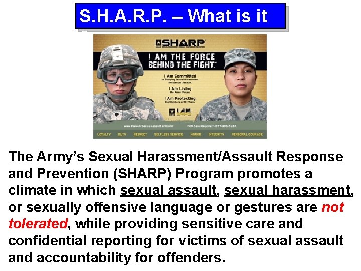 S. H. A. R. P. – What is it ? The Army’s Sexual Harassment/Assault