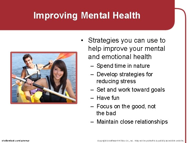 Improving Mental Health • Strategies you can use to help improve your mental and Improving Mental Health • Strategies you can use to help improve your mental and