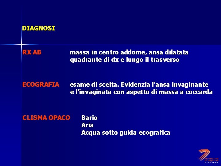 DIAGNOSI RX AB massa in centro addome, ansa dilatata quadrante di dx e lungo