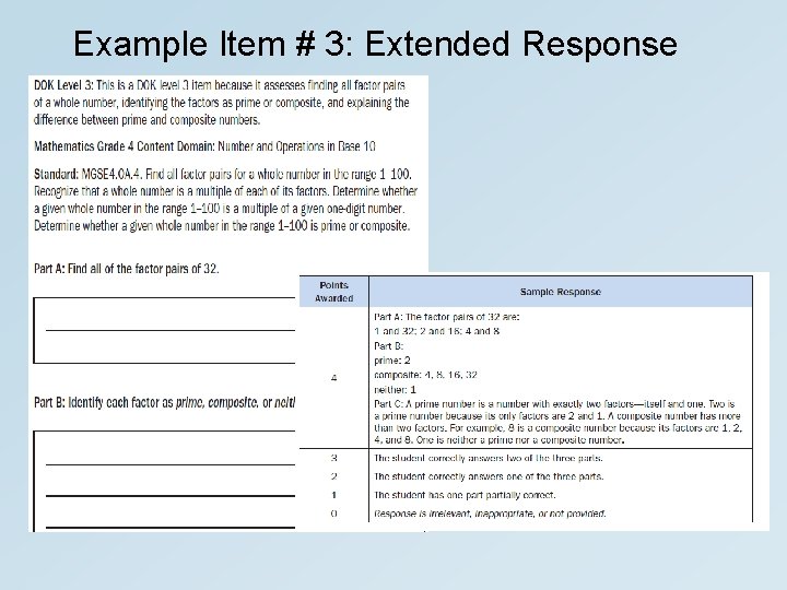 Example Item # 3: Extended Response 