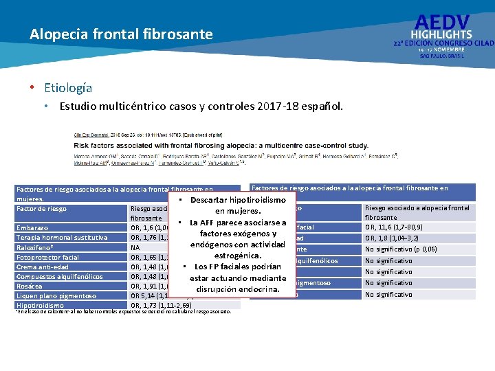 Alopecia frontal fibrosante • Etiología • Estudio multicéntrico casos y controles 2017 -18 español.