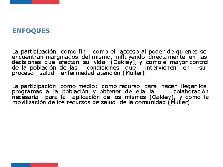 ENFOQUES La participación como fin: como el acceso al poder de quienes se encuentran