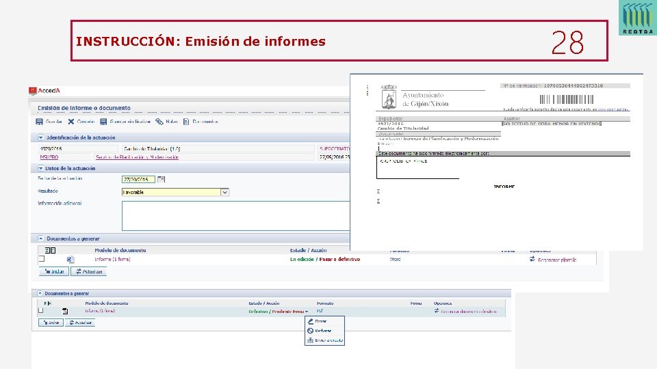 INSTRUCCIÓN: Emisión de informes 28 