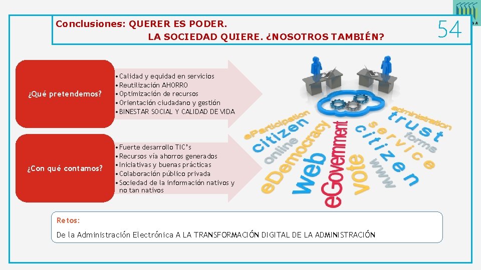 Conclusiones: QUERER ES PODER. LA SOCIEDAD QUIERE. ¿NOSOTROS TAMBIÉN? ¿Qué pretendemos? • Calidad y