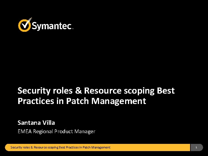 Security roles & Resource scoping Best Practices in Patch Management Santana Villa EMEA Regional