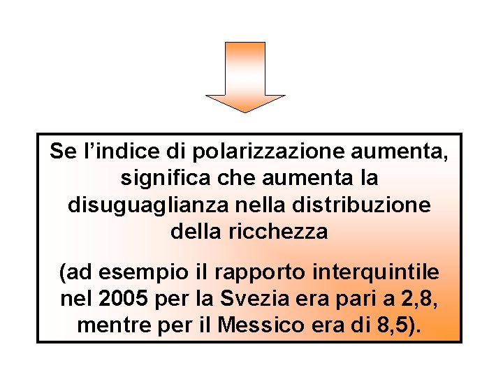 Se l’indice di polarizzazione aumenta, significa che aumenta la disuguaglianza nella distribuzione della ricchezza