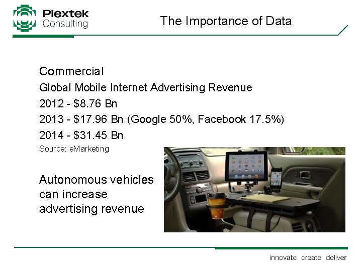 The Importance of Data Commercial Global Mobile Internet Advertising Revenue 2012 - $8. 76