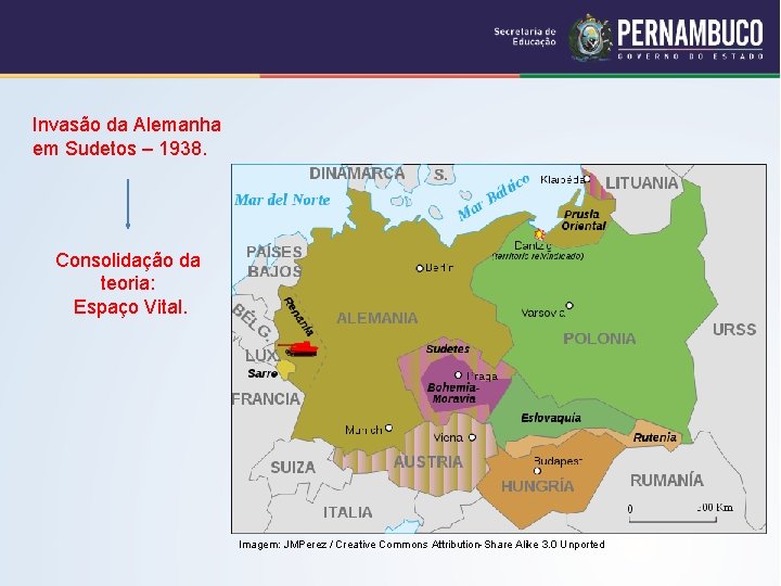 Invasão da Alemanha em Sudetos – 1938. Consolidação da teoria: Espaço Vital. Imagem: JMPerez