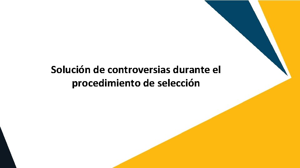 Solución de controversias durante el procedimiento de selección 