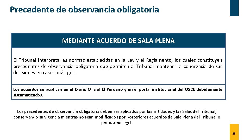 Precedente de observancia obligatoria MEDIANTE ACUERDO DE SALA PLENA El Tribunal interpreta las normas
