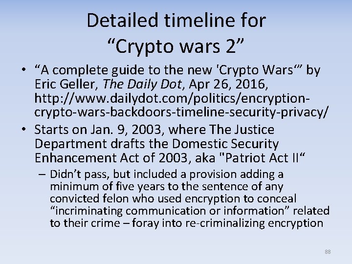 Detailed timeline for “Crypto wars 2” • “A complete guide to the new 'Crypto