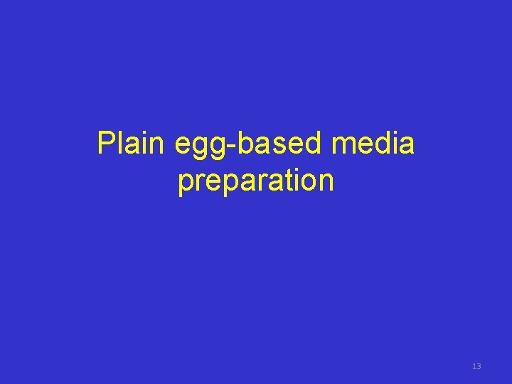 Plain egg-based media preparation 13 