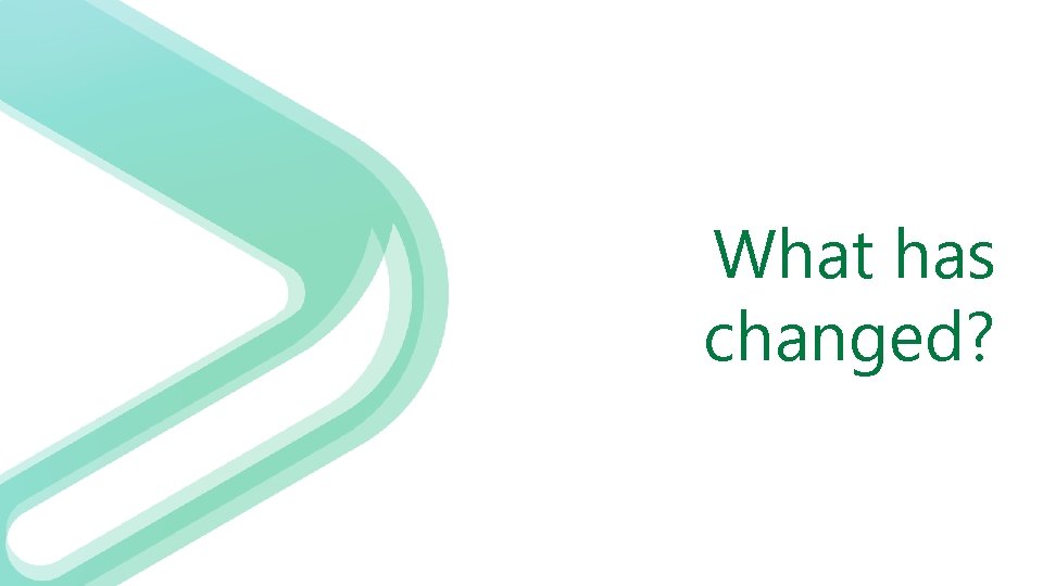 What has changed? What has changed?