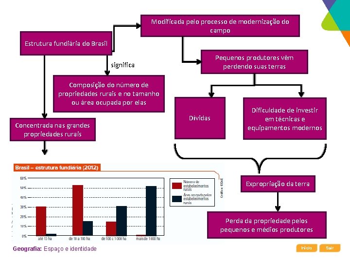 Modificada pelo processo de modernização do campo Estrutura fundiária do Brasil Pequenos produtores vêm