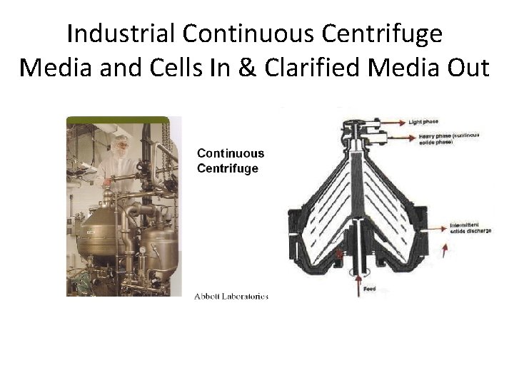 Industrial Continuous Centrifuge Media and Cells In & Clarified Media Out 
