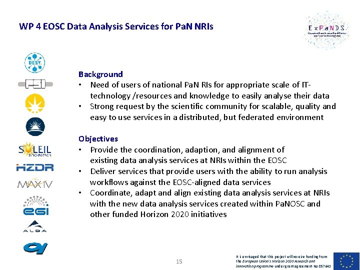 WP 4 EOSC Data Analysis Services for Pa. N NRIs Background • Need of