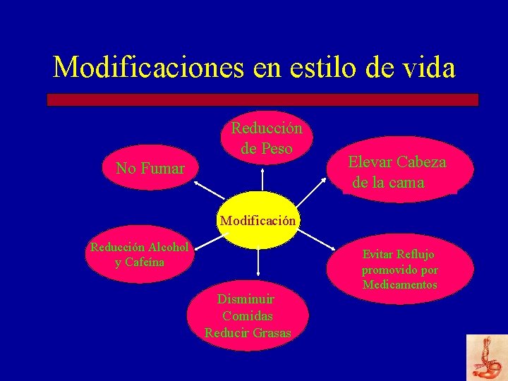 Modificaciones en estilo de vida Reducción de Peso No Fumar Elevar Cabeza de la