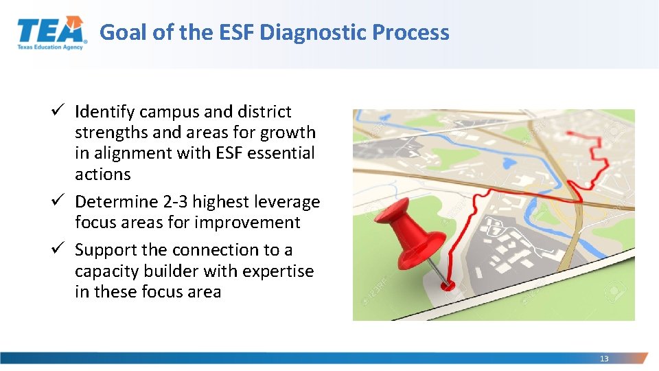 Goal of the ESF Diagnostic Process ü Identify campus and district strengths and areas Goal of the ESF Diagnostic Process ü Identify campus and district strengths and areas
