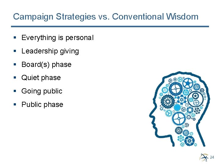Campaign Strategies vs. Conventional Wisdom § Everything is personal § Leadership giving § Board(s) Campaign Strategies vs. Conventional Wisdom § Everything is personal § Leadership giving § Board(s)