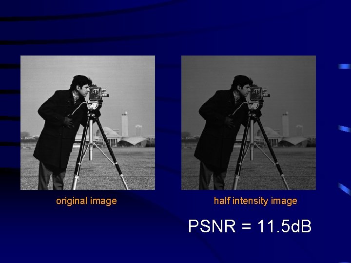 original image half intensity image PSNR = 11. 5 d. B 