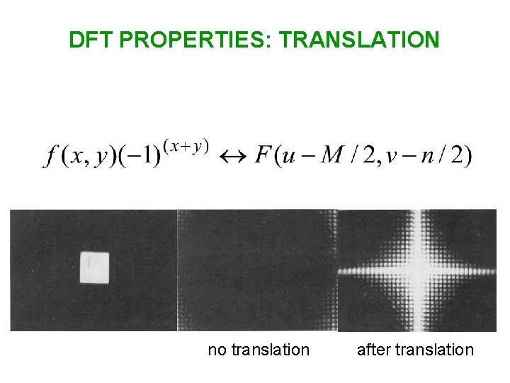 DFT PROPERTIES: TRANSLATION no translation after translation 